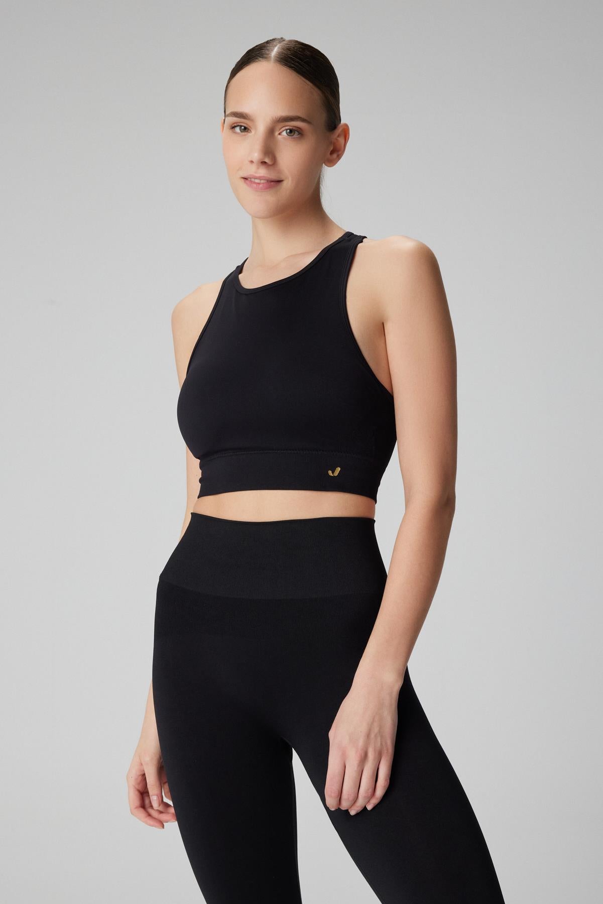 Jerf-Vella Racerback Konfor Sport Bra Siyah-Spor Sütyeni-3-milagron.live