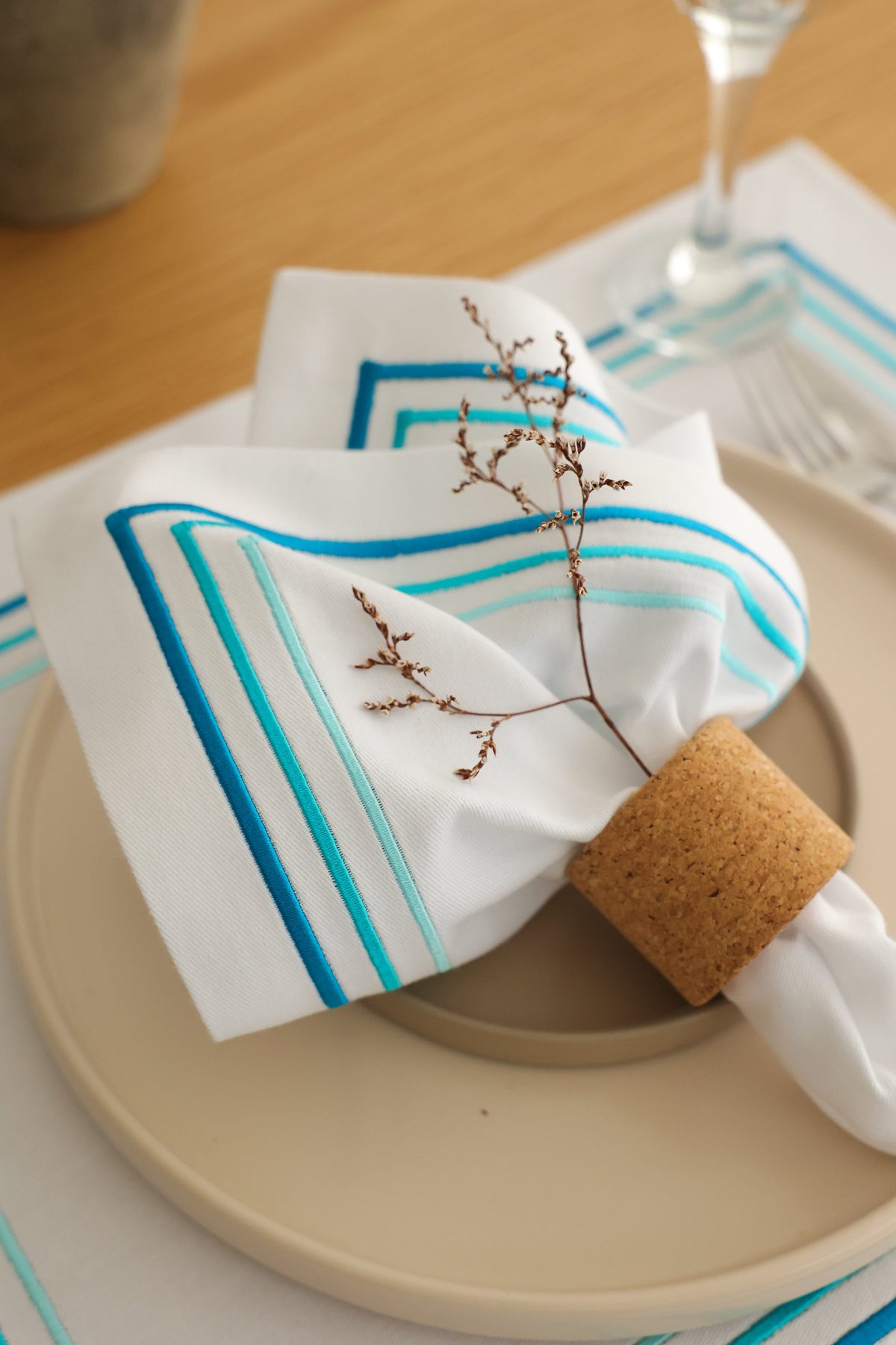 KM Home Collection-2'li Set Aqua Pamuk Peçete-Sunum Aksesuarları-3-milagron.live