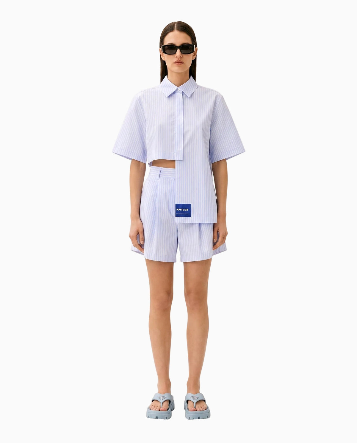 KNTLGY-Kntlgy Intersectional Crop Shirt-Gömlek-2-milagron.live