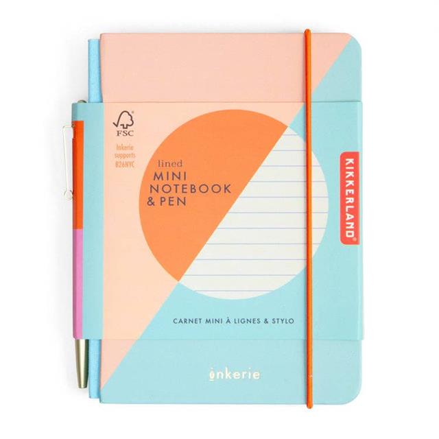 Kikkerland İNkerie Çizgili Mini Defter Ve Kalem Seti