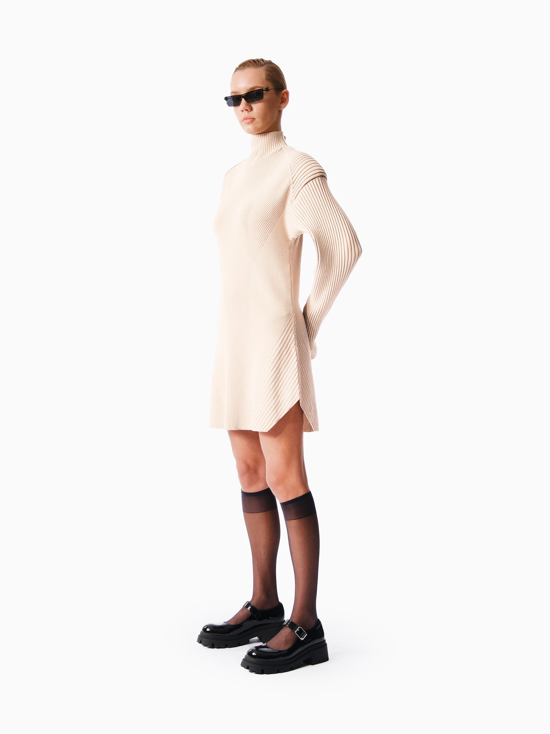 Kntlgy-Infinity Knit Bej Midi Elbise-Elbise-2-milagron.live