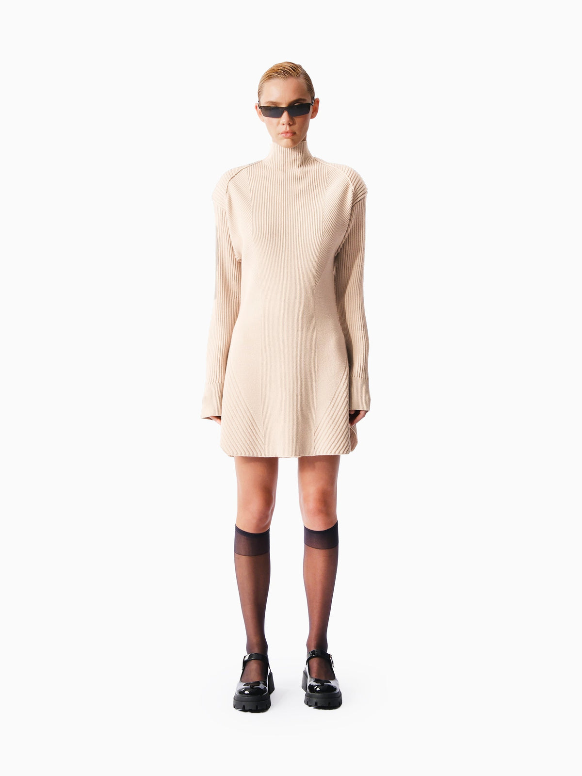 Kntlgy-Infinity Knit Bej Midi Elbise-Elbise-4-milagron.live