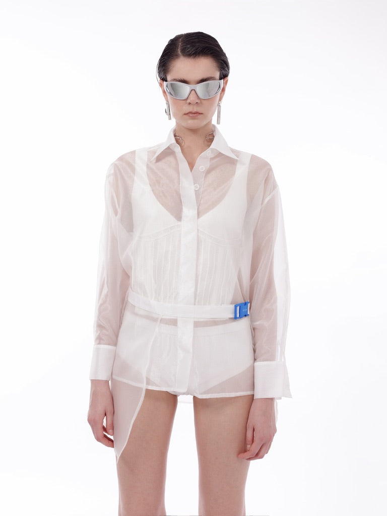 Kntlgy-Oversize White Organze Shirt-Gömlek-2-milagron.live