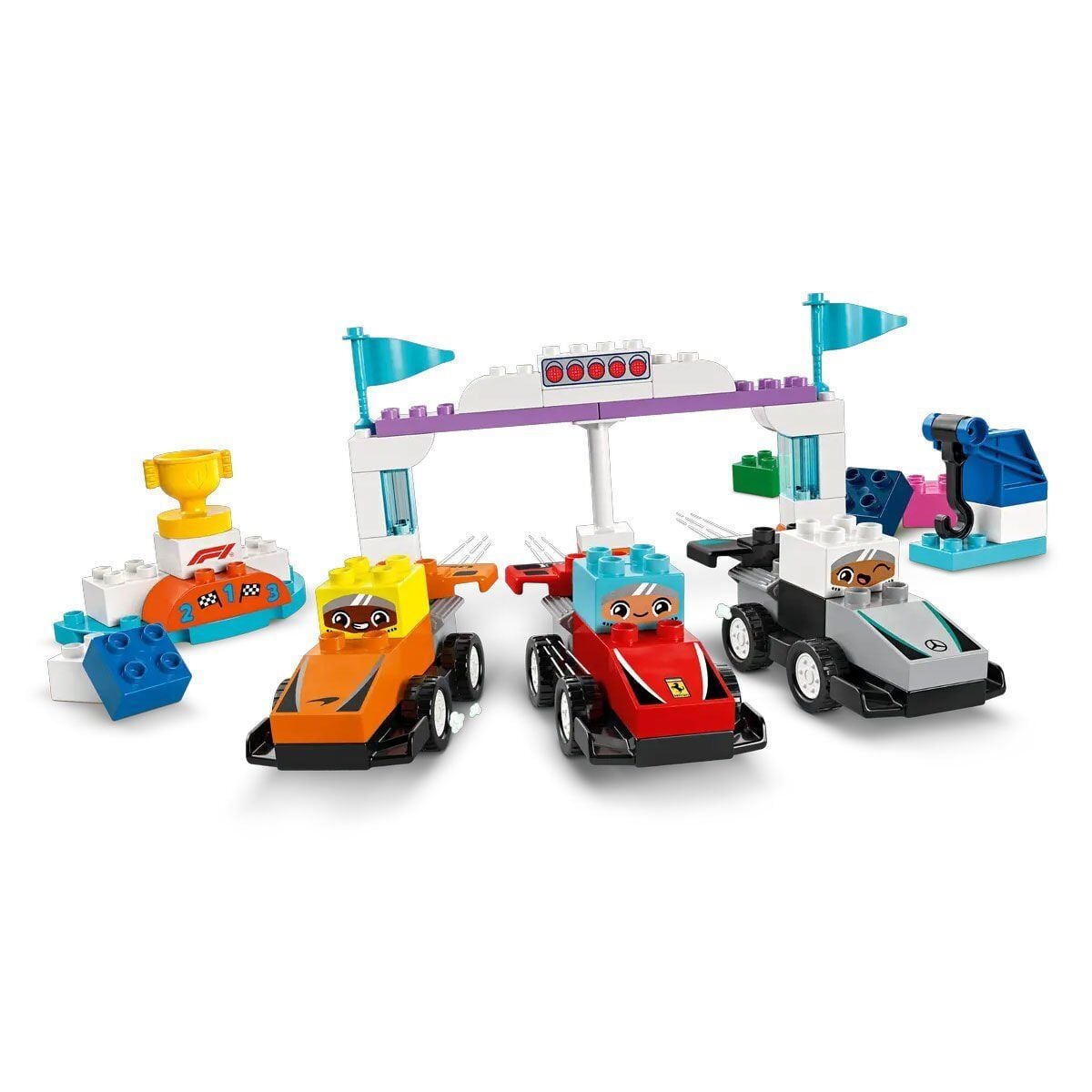 10445 Lego Duplo F1 Takımı Yarış Arabaları Ve Sürücüleri 70 Parça +2Aş