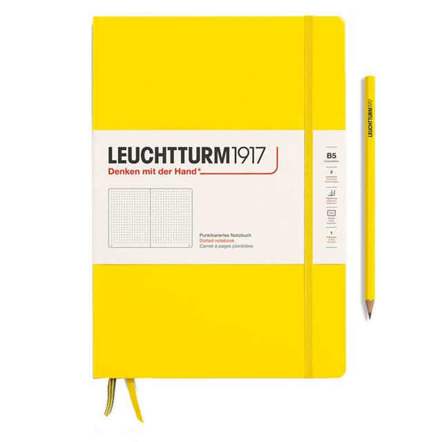 Leuchtturm 1917-Leuchtturm1917 Composition Notebook, B5, Sert Kapak, 219 Sayfa Not Defteri, Noktalı, Lemon 366169-Noktalı-1-milagron.live