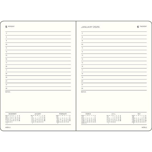 Leuchtturm 1917-Leuchtturm1917 Orta Boy (A5) 12 Aylık Günlük Ajanda (çizgili) 2026 Sert Kapak, İngilizce, Siyah 372772-Özel Defterler-2-milagron.live