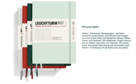 Leuchtturm 1917-Medium(a5) Sert Kapak, 251 Numaralandırılmış Noktalı Sayfa Defter Forest Green 367255-Defter-4-milagron.live