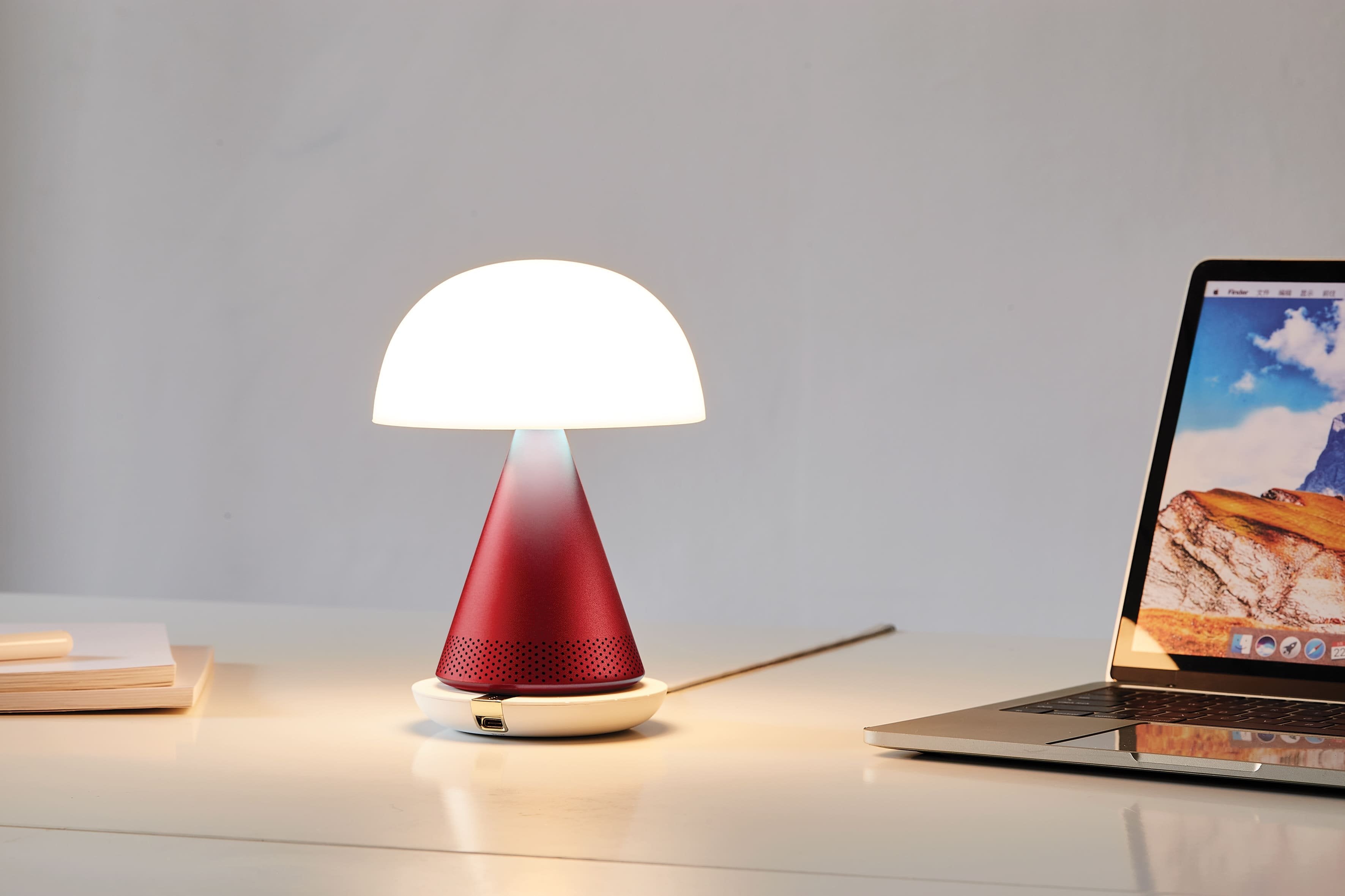 Lexon-Mina L Led Lamba Ve Bluetooth Hoparlör Koyu Kırmızı-Aydınlatmalar-8-milagron.live