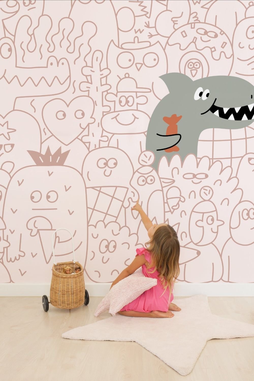 Lil'Gaea-Doodle Shark Duvar Kağıdı Gae708-Duvar Dekorları-2-milagron.live