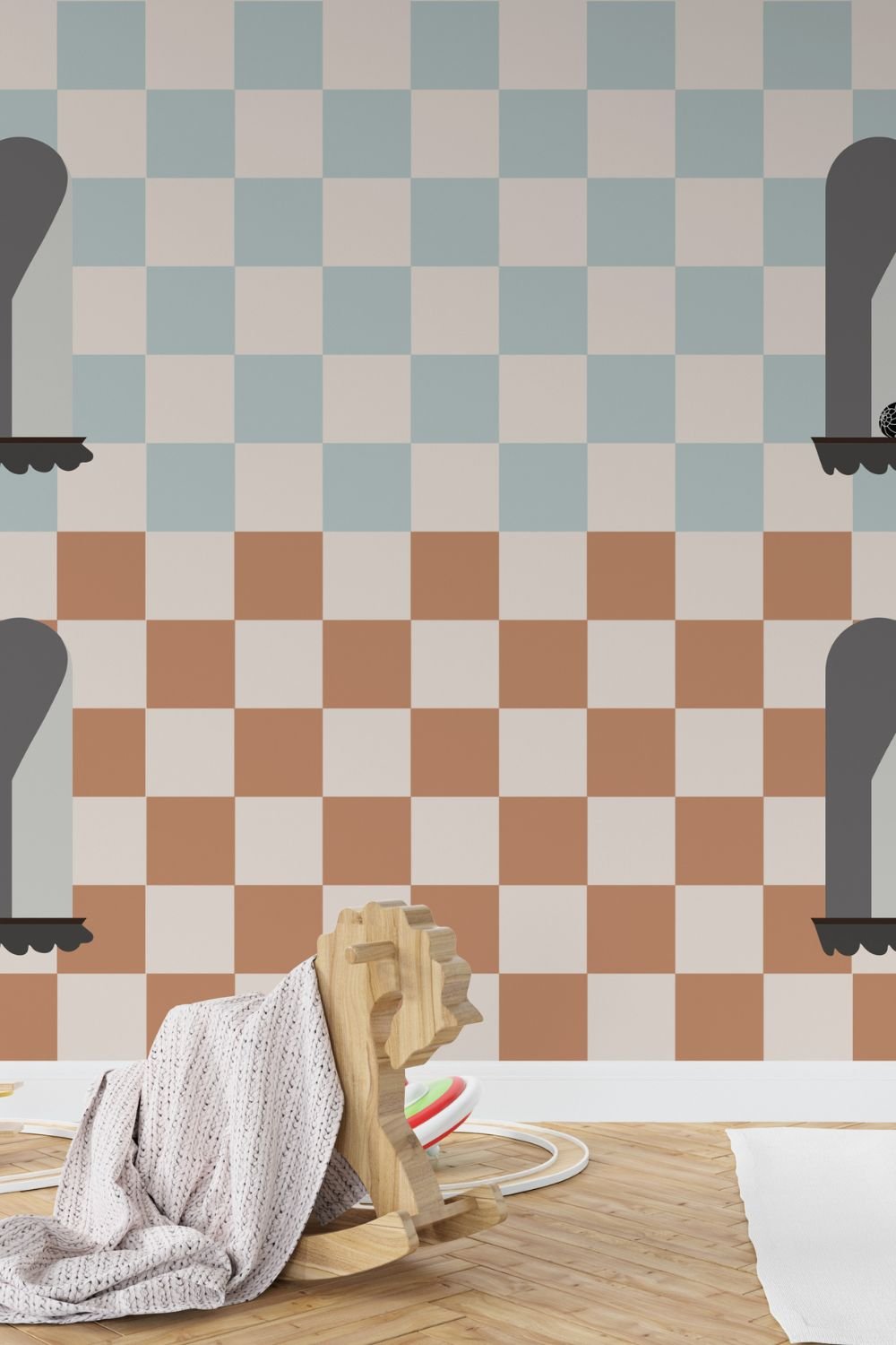 Lil'Gaea-Japandi Window With Chess Blue& Orange Gae718-Duvar Dekorları-2-milagron.live
