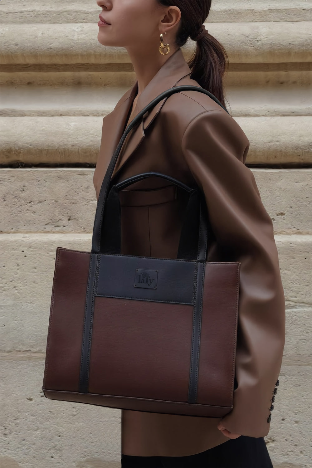Brown Leather Tote Bag - 1