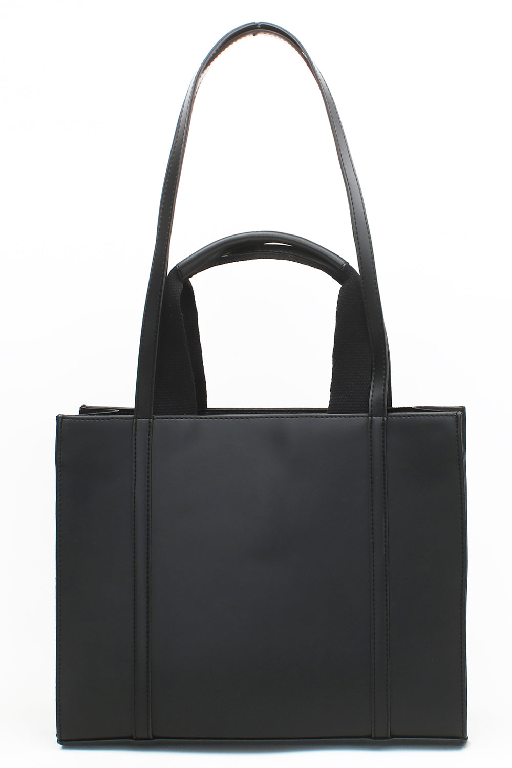 Embroidered Black Leather Tote - 5