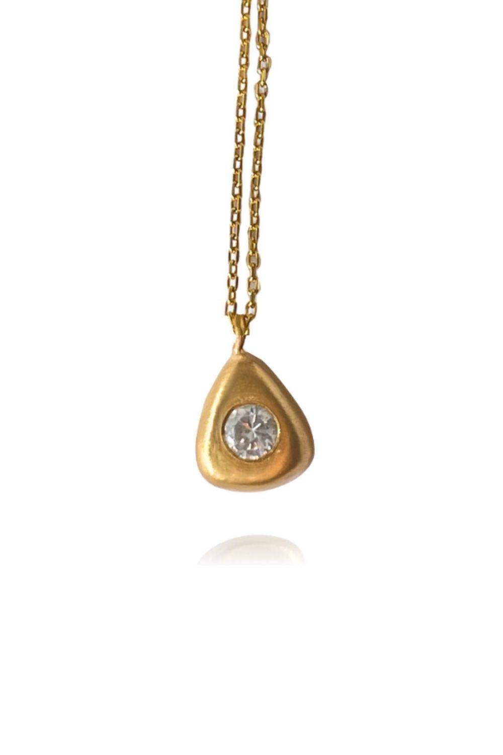 Linya Jewellery-Aura Minimal Taşlı Damla Kolye-Kolye-1-milagron.live