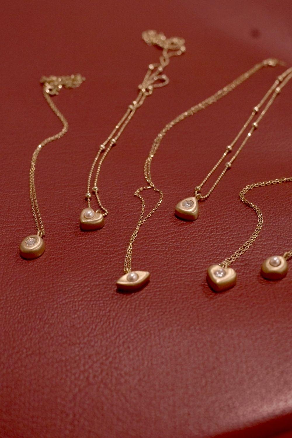 Linya Jewellery-Aura Minimal Taşlı Damla Kolye-Kolye-3-milagron.live