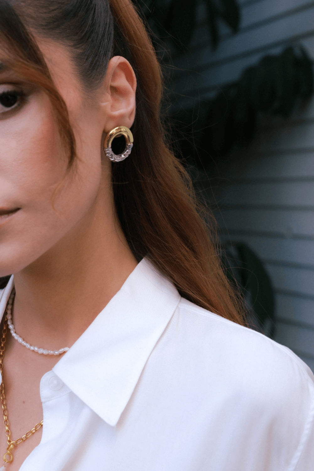 Linya Jewellery-Rety Çift Renk Oval Küpe-Küpe-2-milagron.live