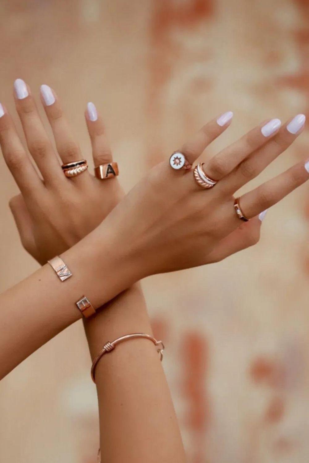 Linya Jewellery-Rosa Beyaz Mineli Yüzük Rose Gold-Yüzük-1-milagron.live