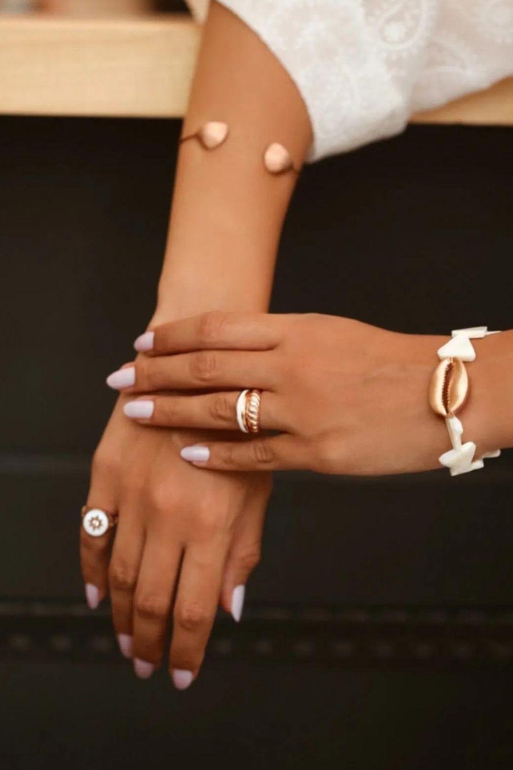 Linya Jewellery-Rosa Beyaz Mineli Yüzük Rose Gold-Yüzük-3-milagron.live