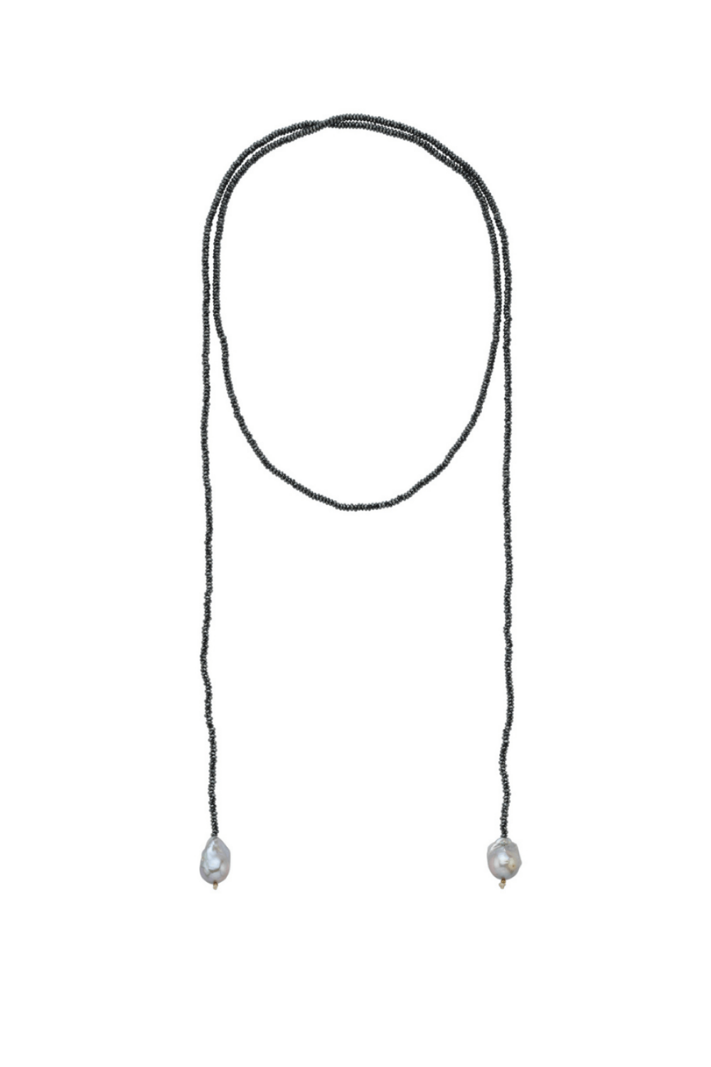 Linya Jewellery-Sedna Barok İncili Hematit Taşlı Uzun Kolye-Kolye-1-milagron.live