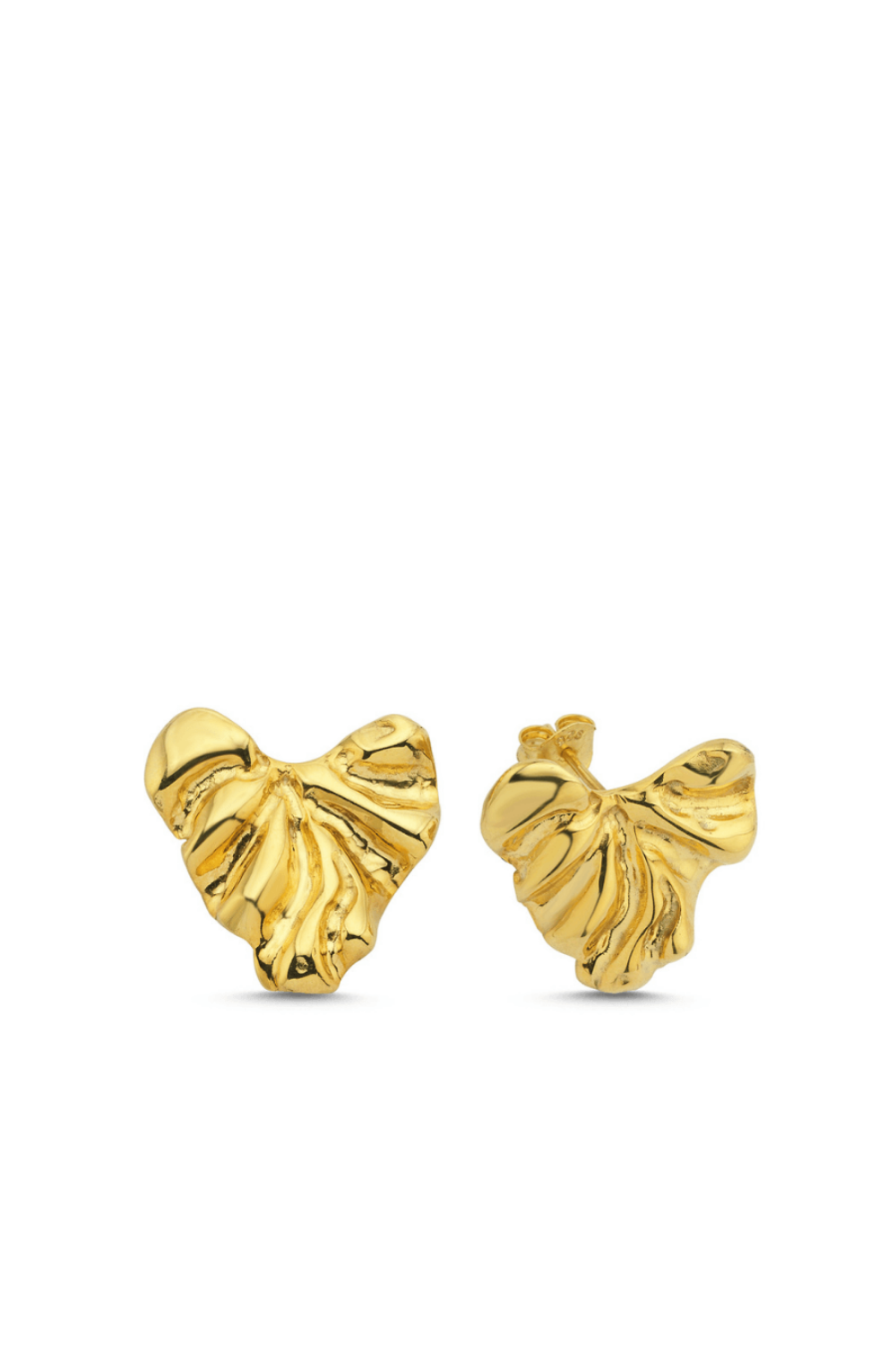 Linya Jewellery-Vory Amorf Kalp Küpe Gold-Küpe-1-milagron.live
