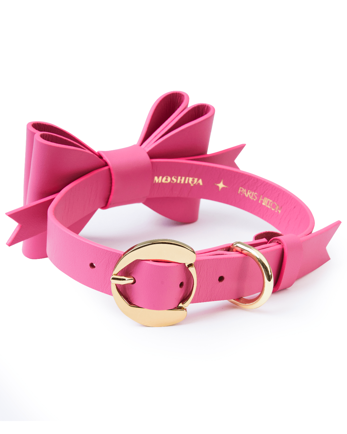Metapink Bow Dog Collar — Paris Hilton × Moshiqa | Removable Bow, Fits All Sizes