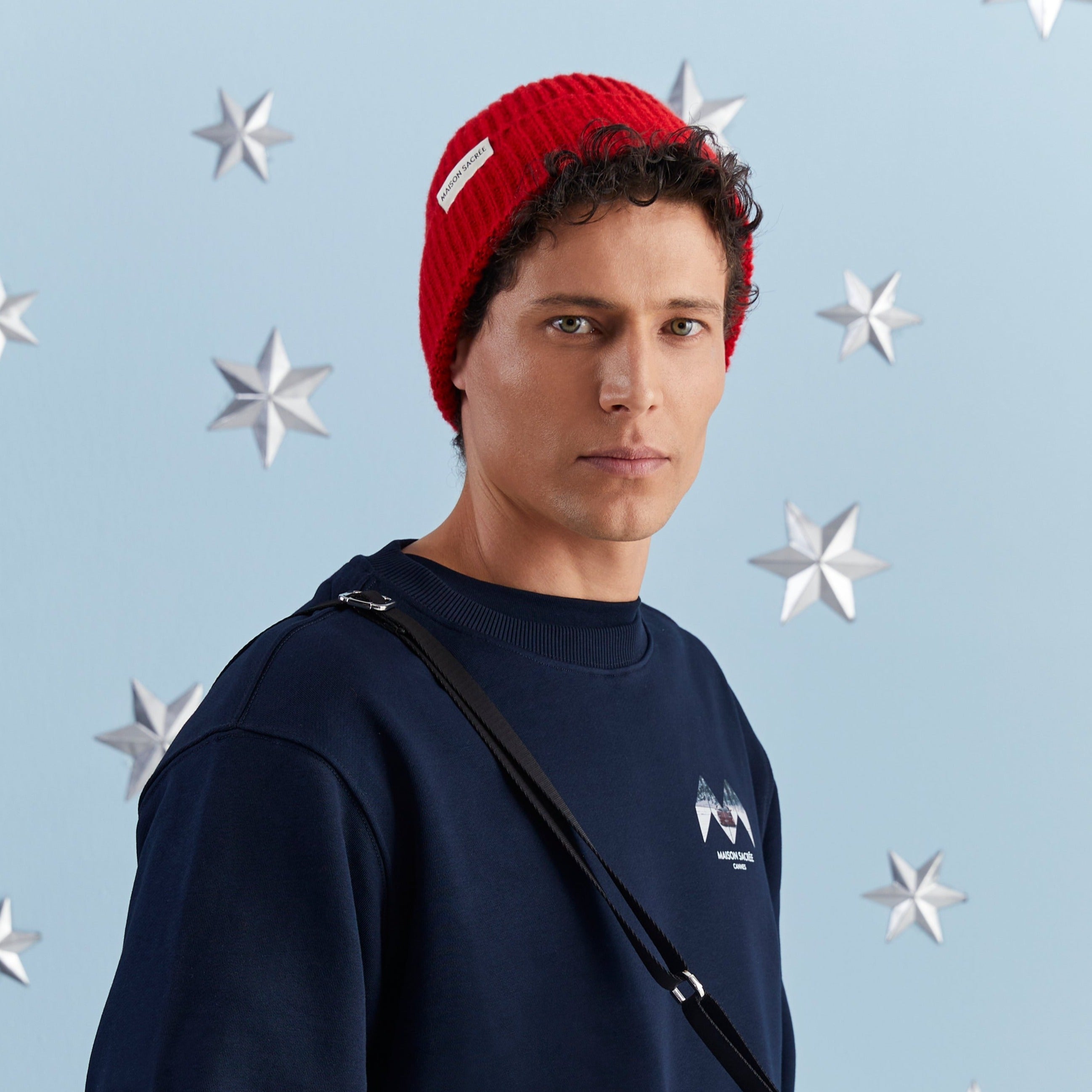 Maison Sacrée-Ms Red Knitted Beanie-Bere-3-milagron.live