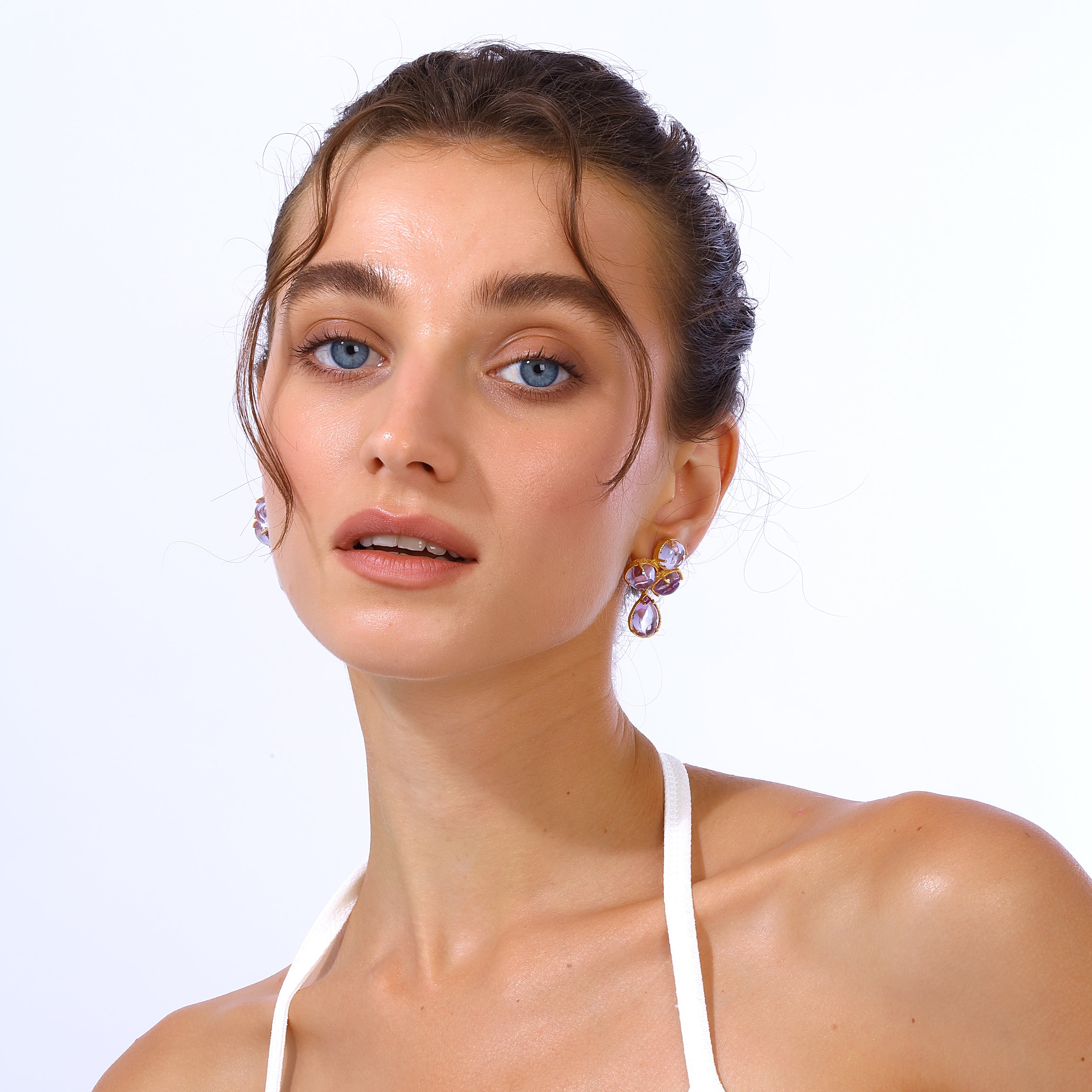 Maison Soula-Aqua Earrings Light Amethyst-Earrings-4-milagron.live