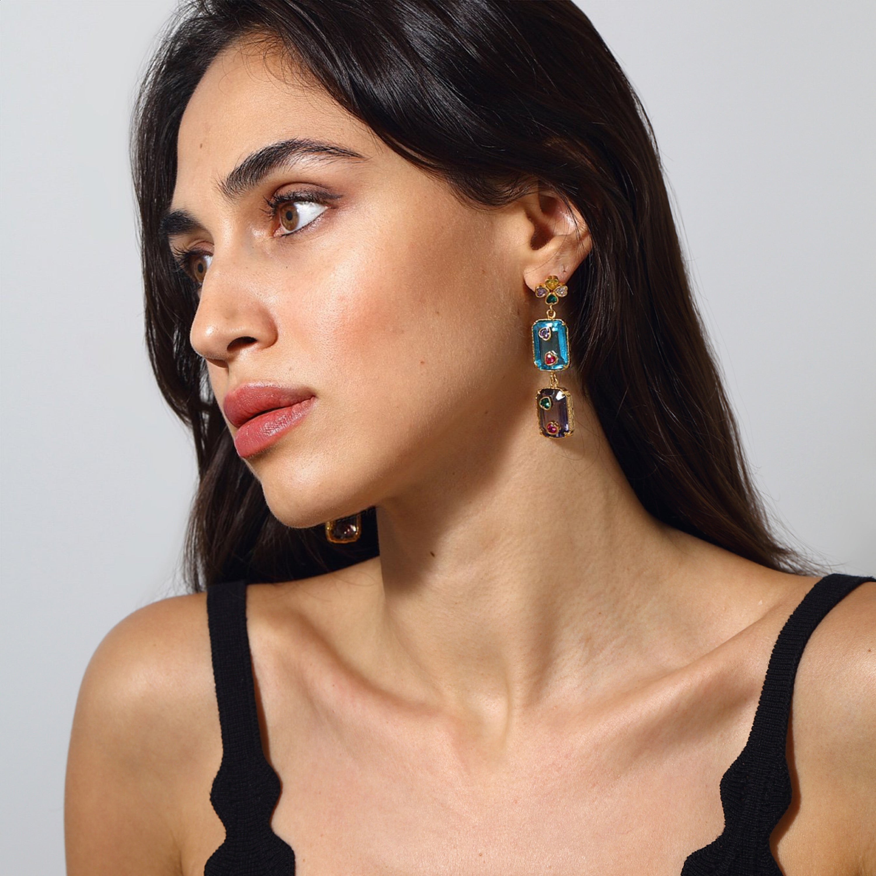 Maison Soula-Hedone Earrings Blue & Violet-2-milagron.live