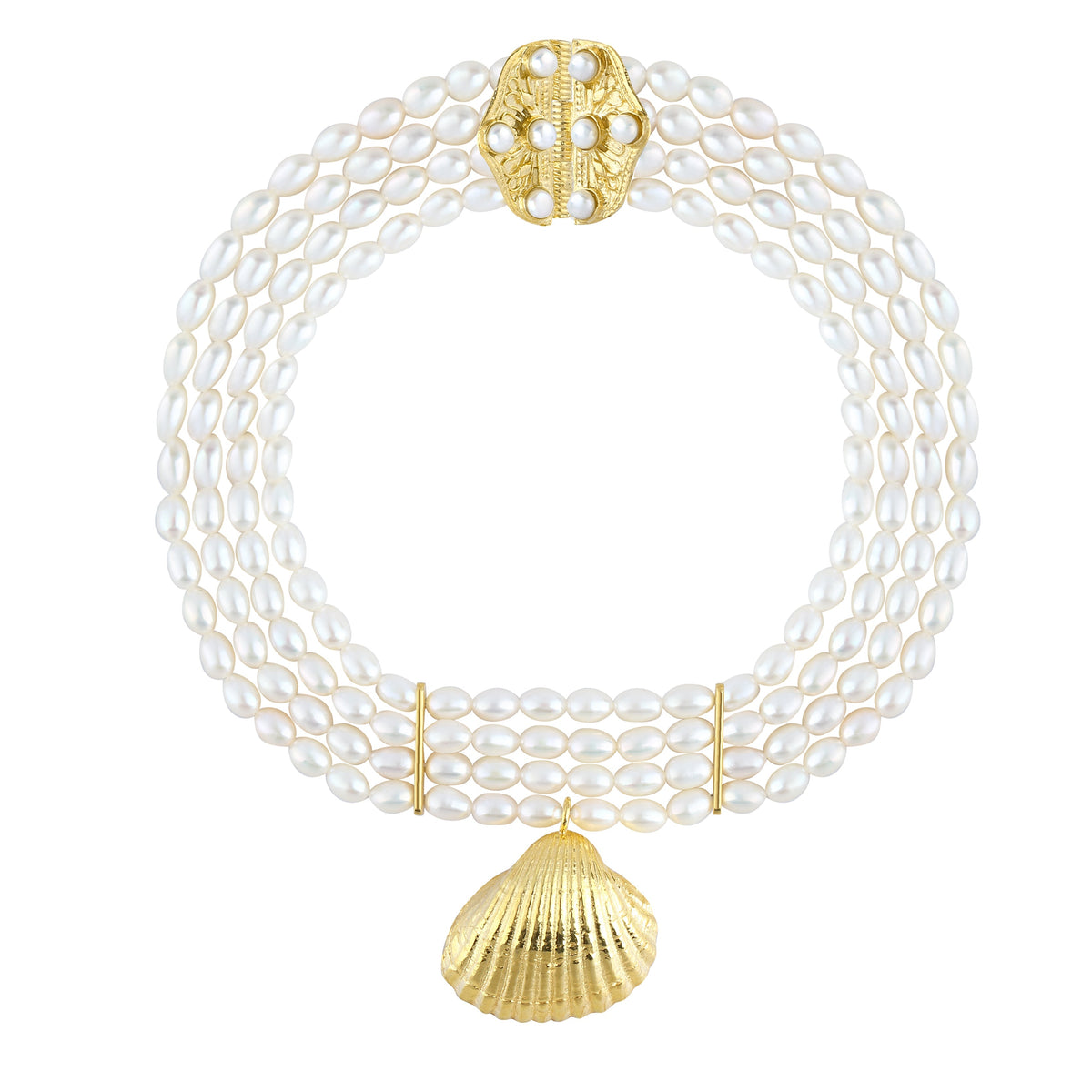 Maison Soula-Seashell Pearl Choker-Necklace-1-milagron.live