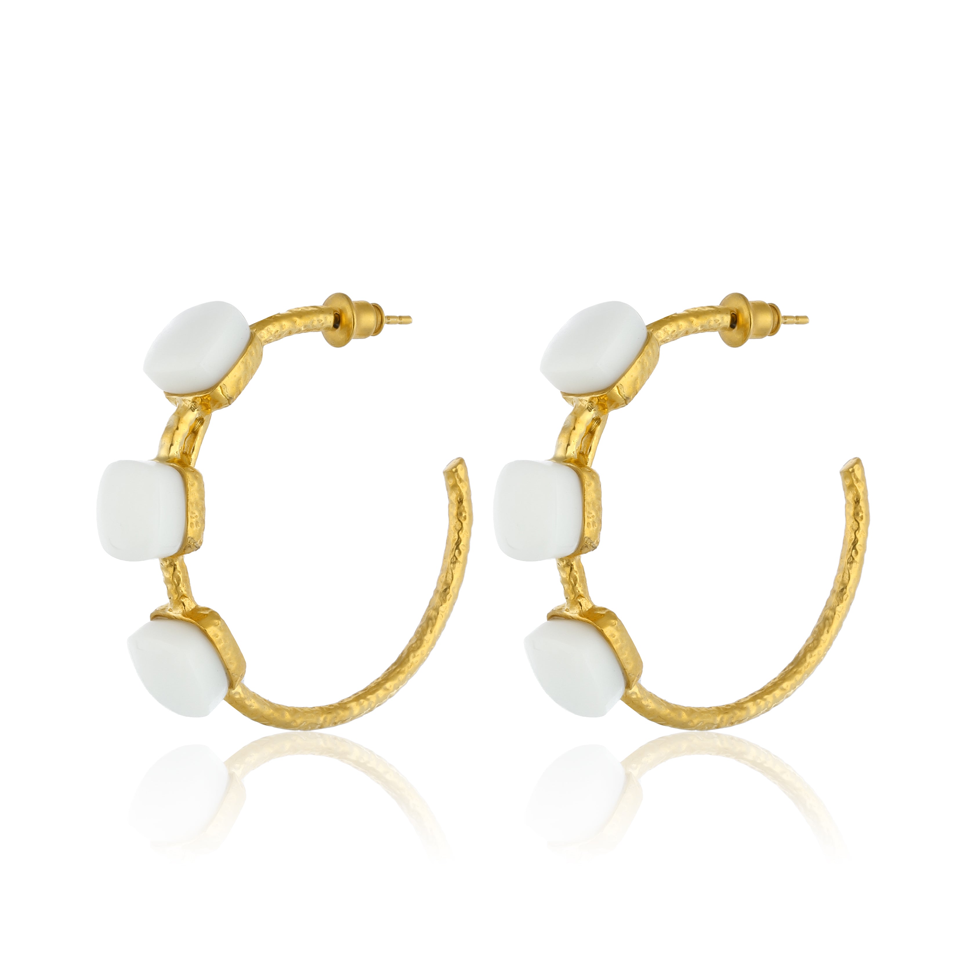 Maison Soula-Siena Hoop Earrings Matte White-Earrings-1-milagron.live