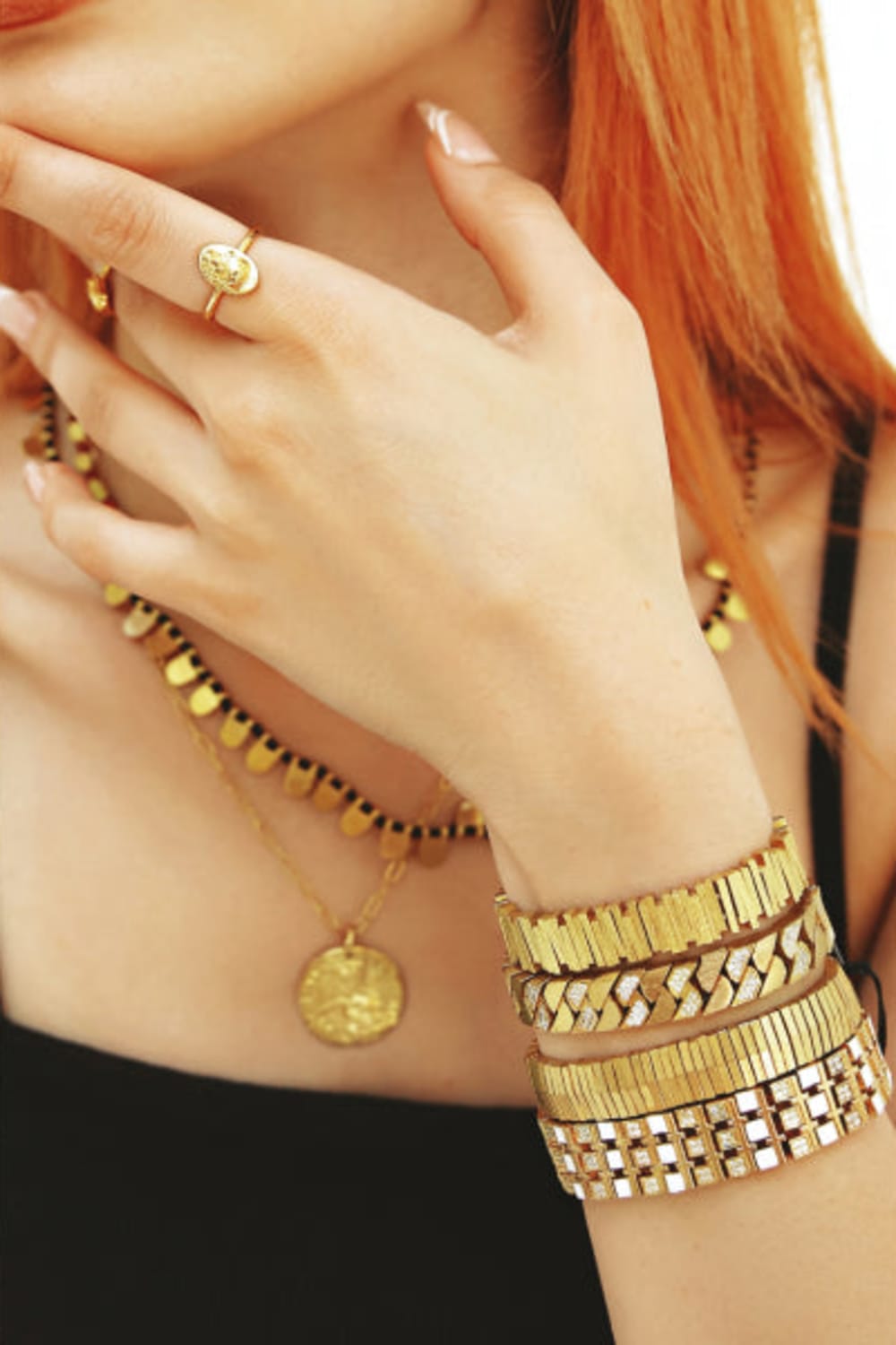 Melon-Gold Stone Chain Bileklik-Bileklik-2-milagron.live
