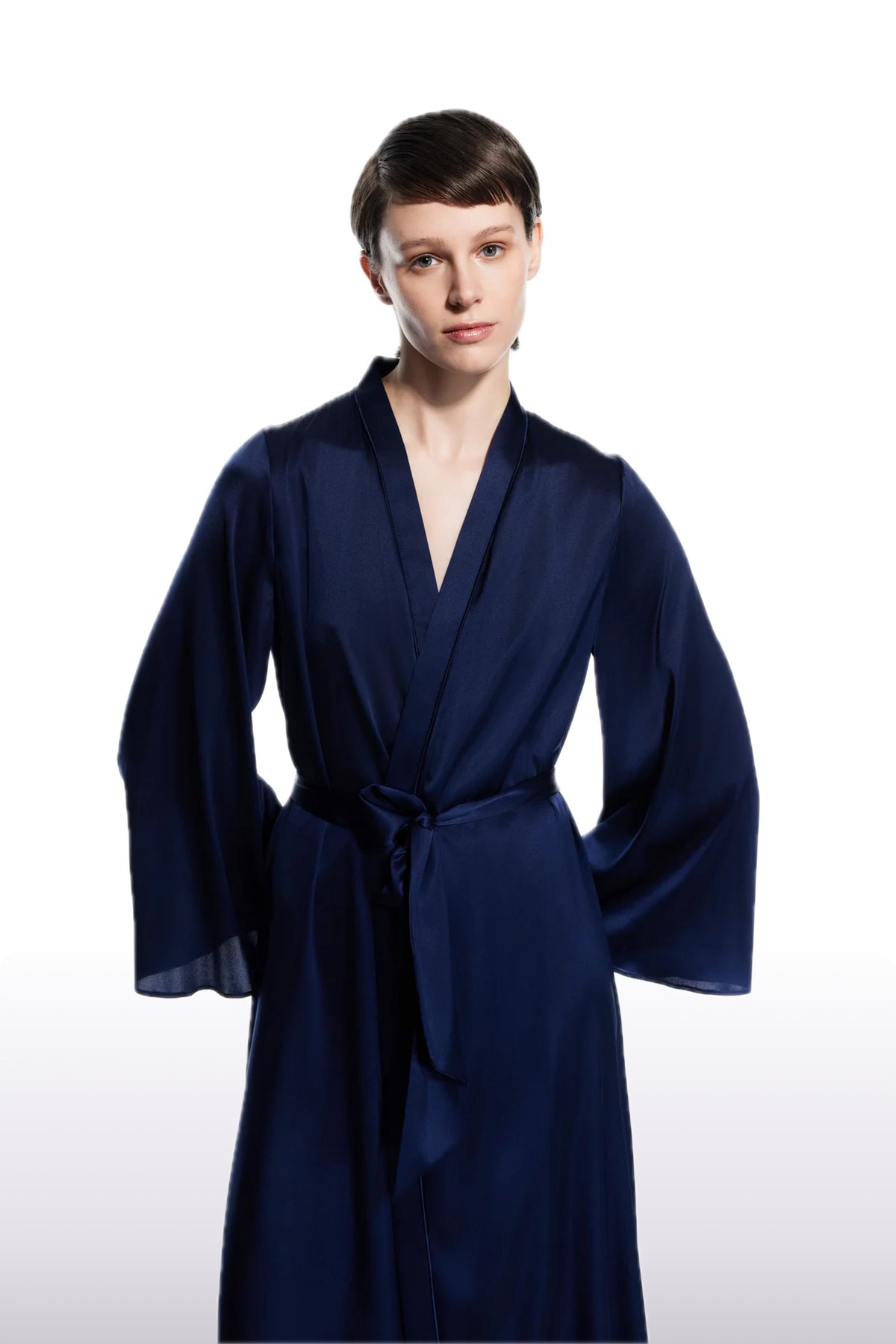 Dian Silk Robe Navy Blue