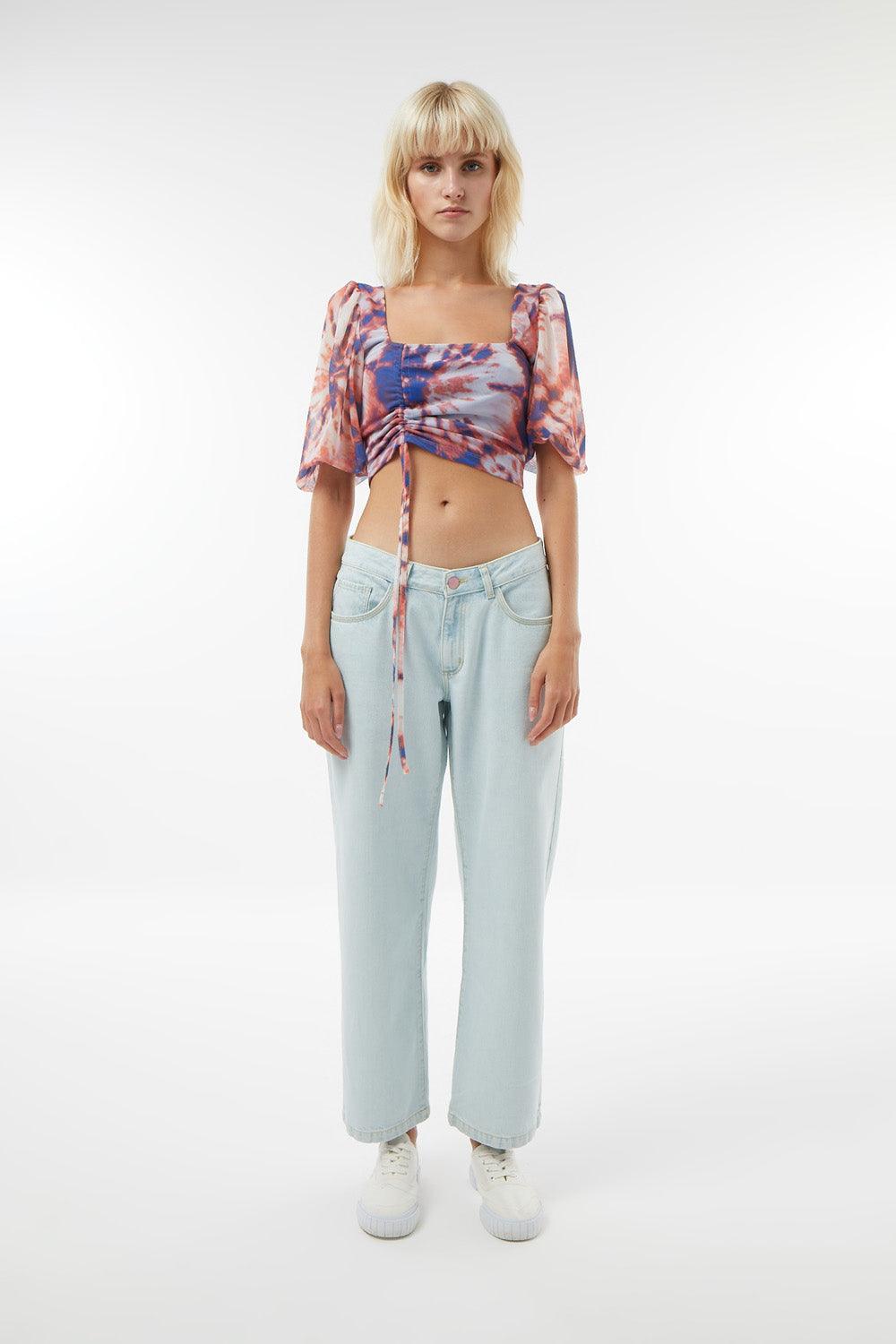 Midground-Batik Desenli Mesh Crop Top-Crop Top-1-milagron.live