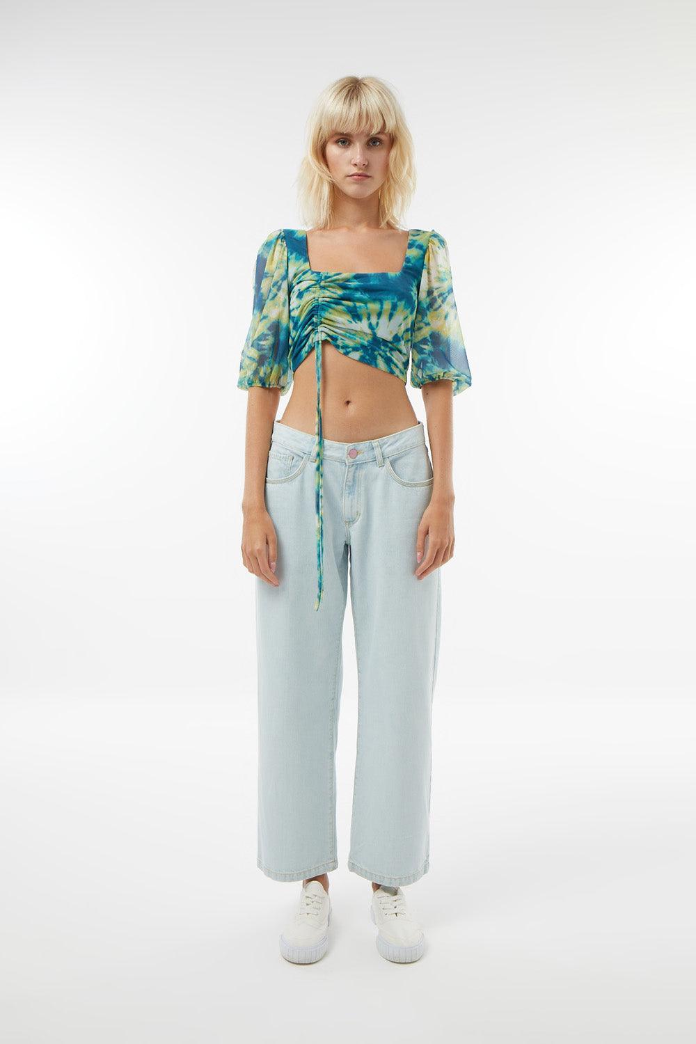 Midground-Batik Desenli Mesh Crop Top-Crop Top-1-milagron.live