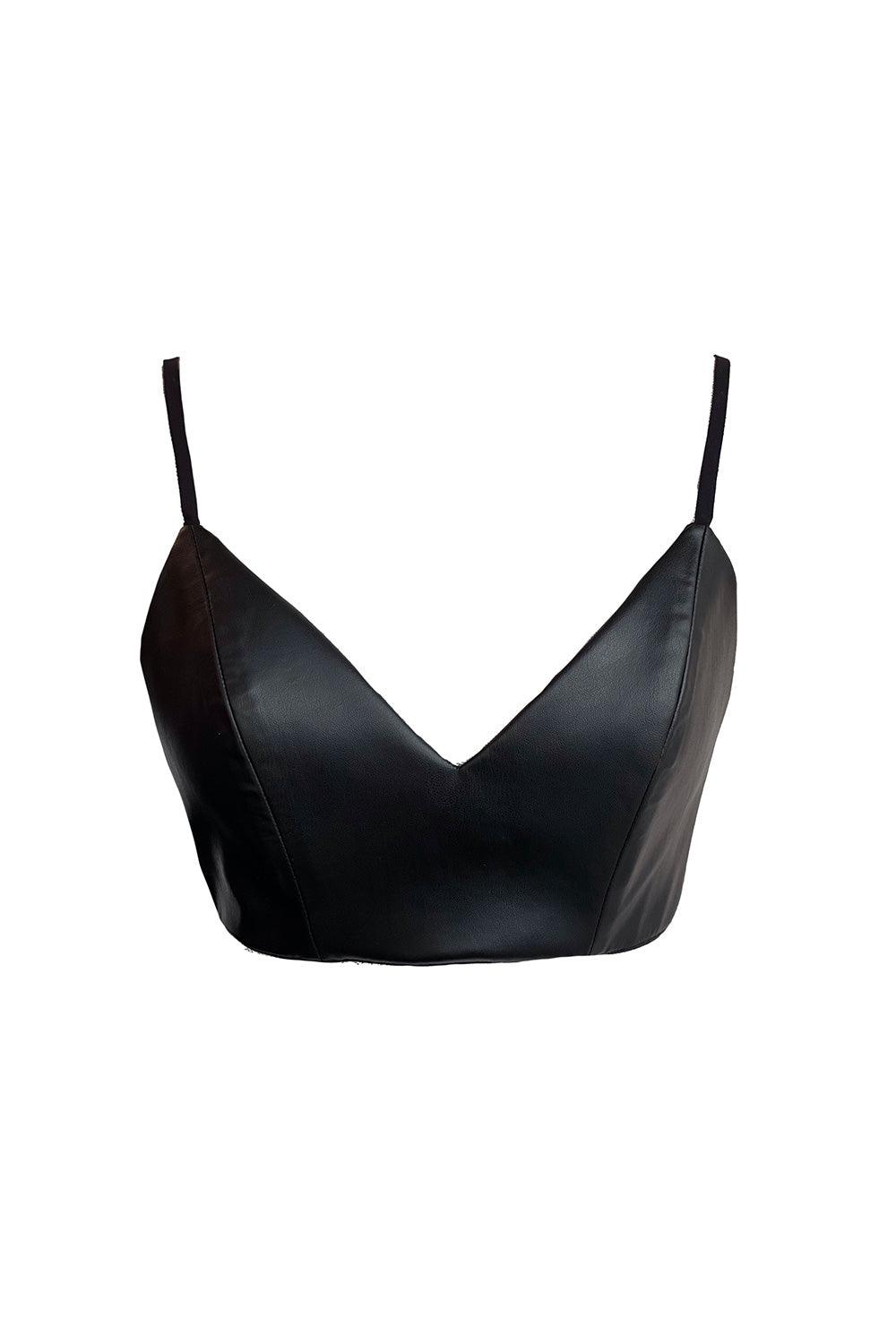 Mirimalist-Leather Bra Bustier-Top-1-milagron.live