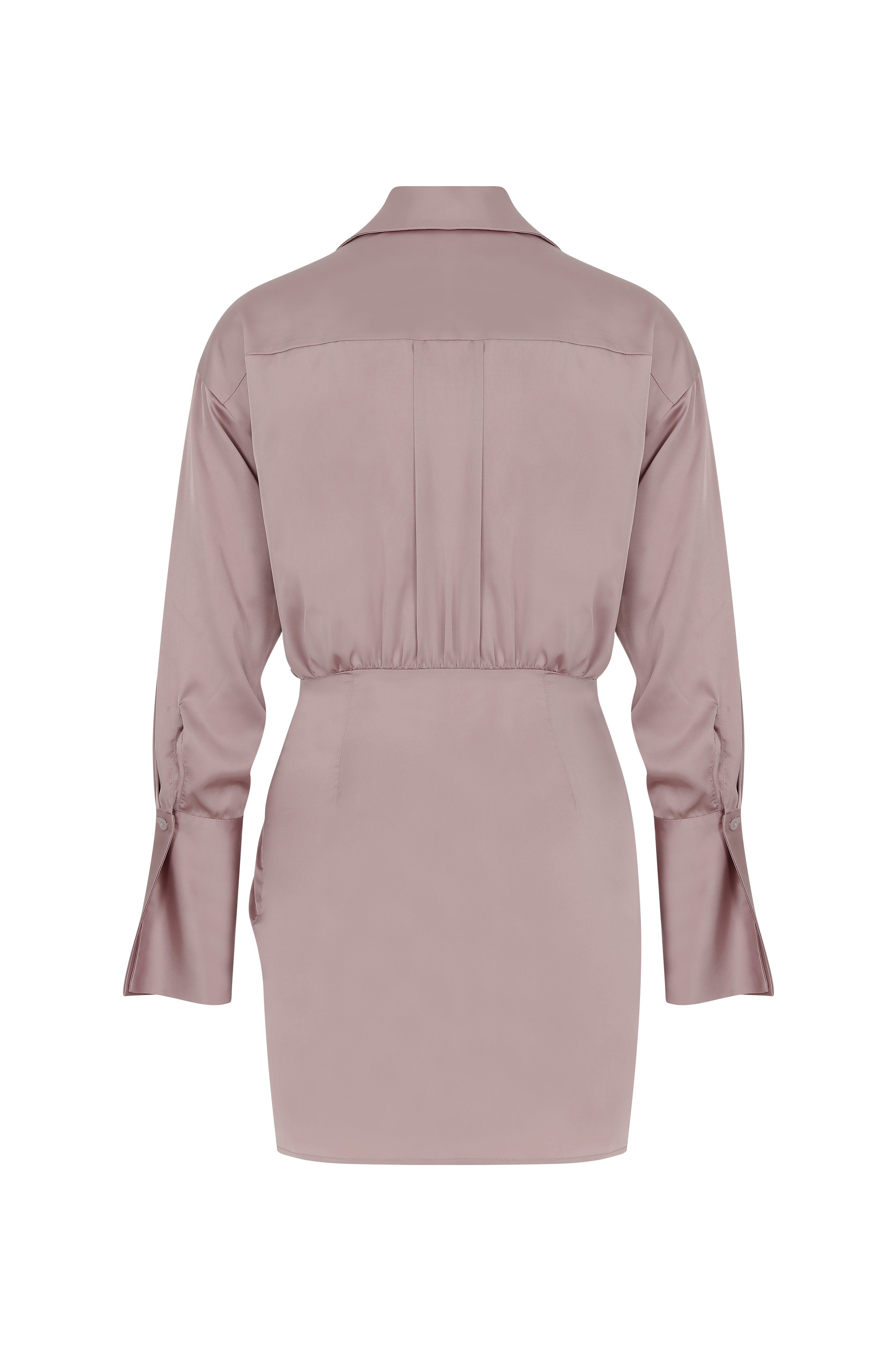 Asymmetrical Satin Shirt Dress