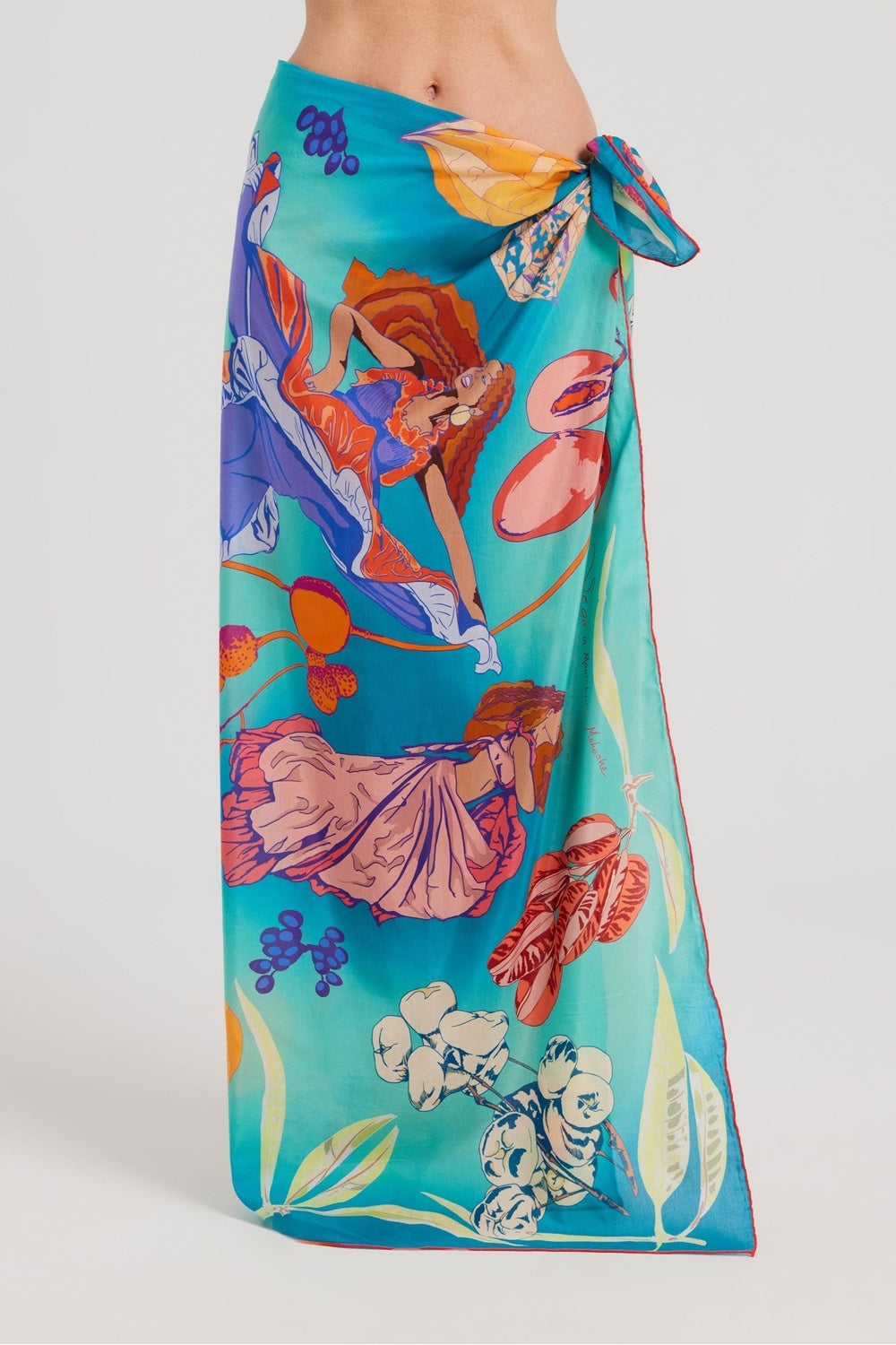 Mokoshe-Saga In Mauritius & Turquoise And Red-Şal & Fular-1-milagron.live