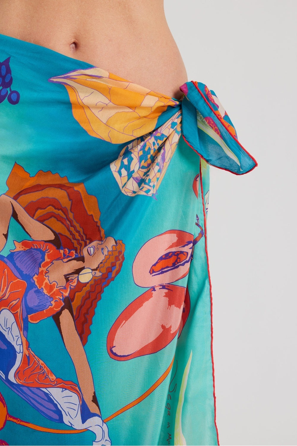 Mokoshe-Saga In Mauritius & Turquoise And Red-Şal & Fular-5-milagron.live