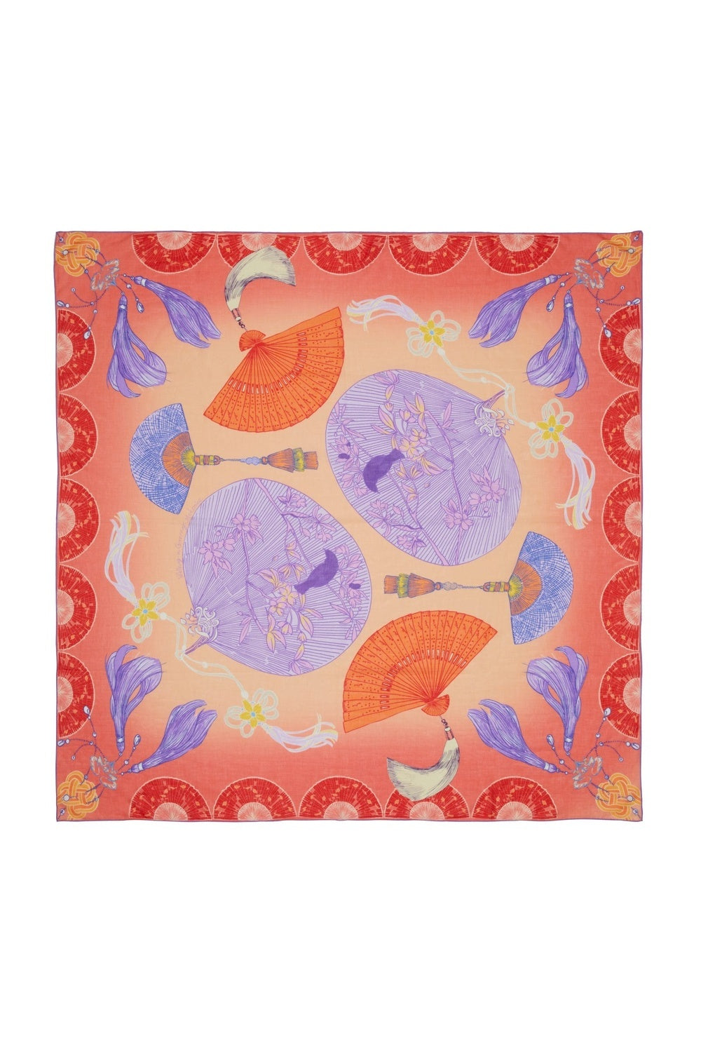 Mokoshe-Walking İn Giverny & Purple And Red - Cotton-Şal & Fular-1-milagron.live