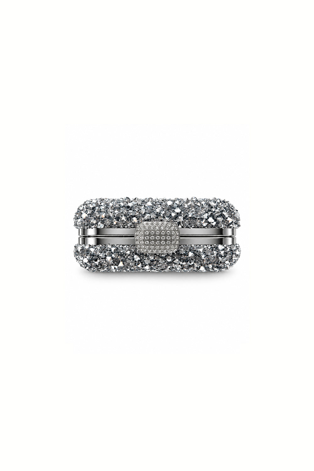 Noir Silver Kristal Taş İşlemeli Kutu Clutch Çanta - 2