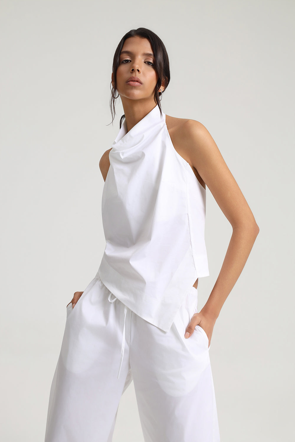 Rena %100 Pamuklu Poplin Halter Yaka Top - 0