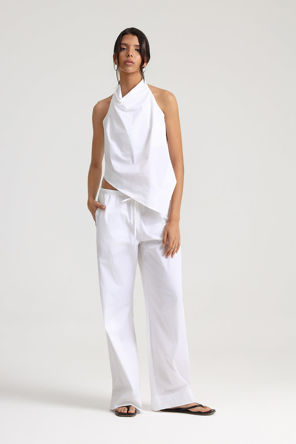 Rena %100 Pamuklu Poplin Halter Yaka Top - 1