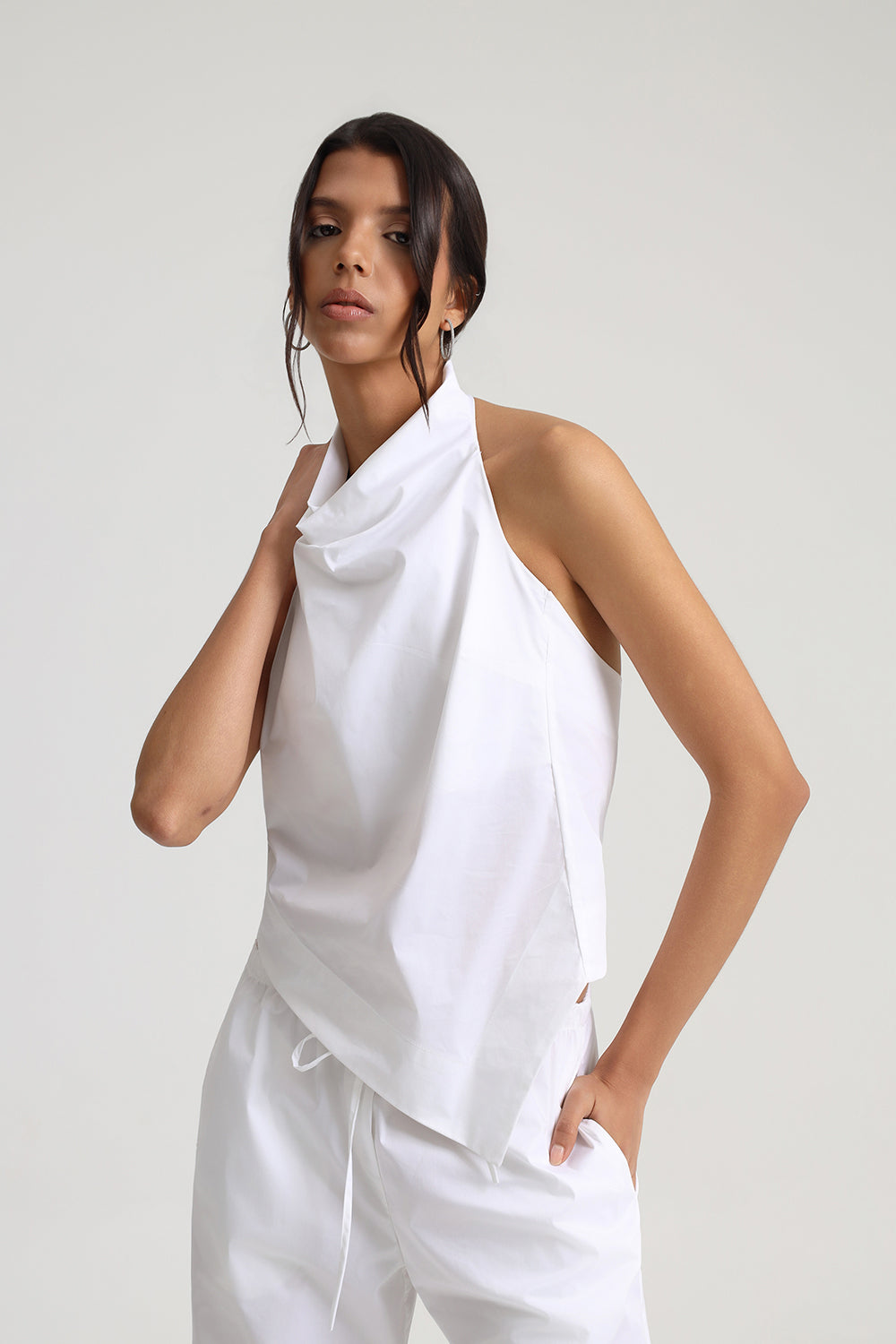 Rena %100 Pamuklu Poplin Halter Yaka Top - 4