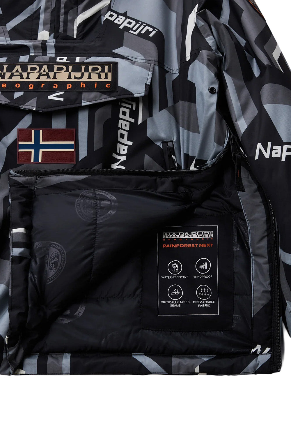 Napapijri-Rainforest Next Anorak Jacket Siyah/Gri Erkek Mont-Mont-10-milagron.live