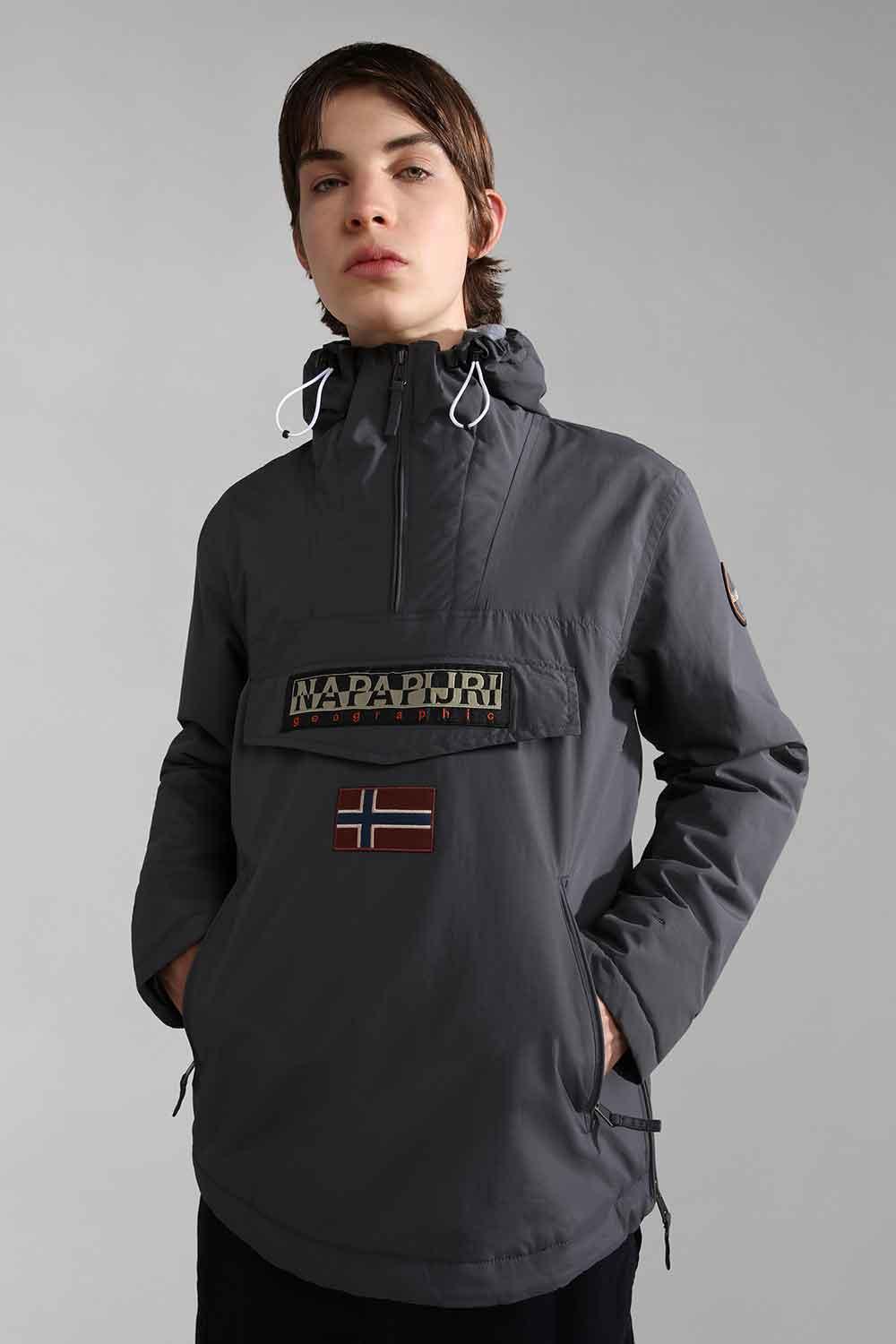 Napapijri-Rainforest Pocket 2 Dark Grey Solid-Yağmurluk-11-milagron.live