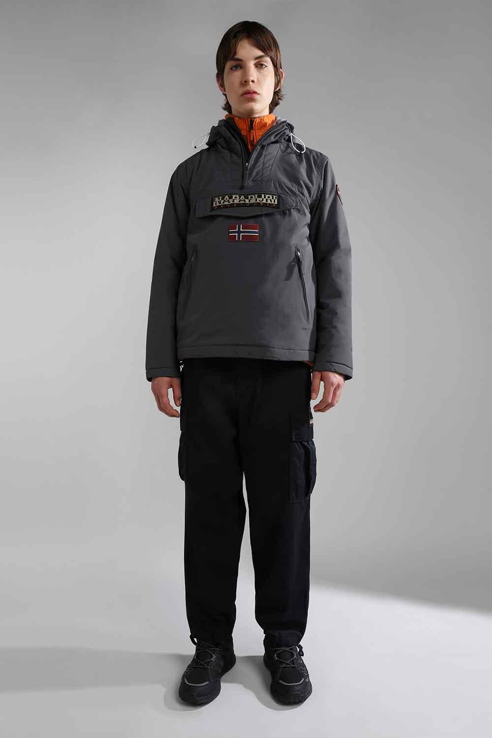 Napapijri-Rainforest Pocket 2 Dark Grey Solid-Yağmurluk-2-milagron.live