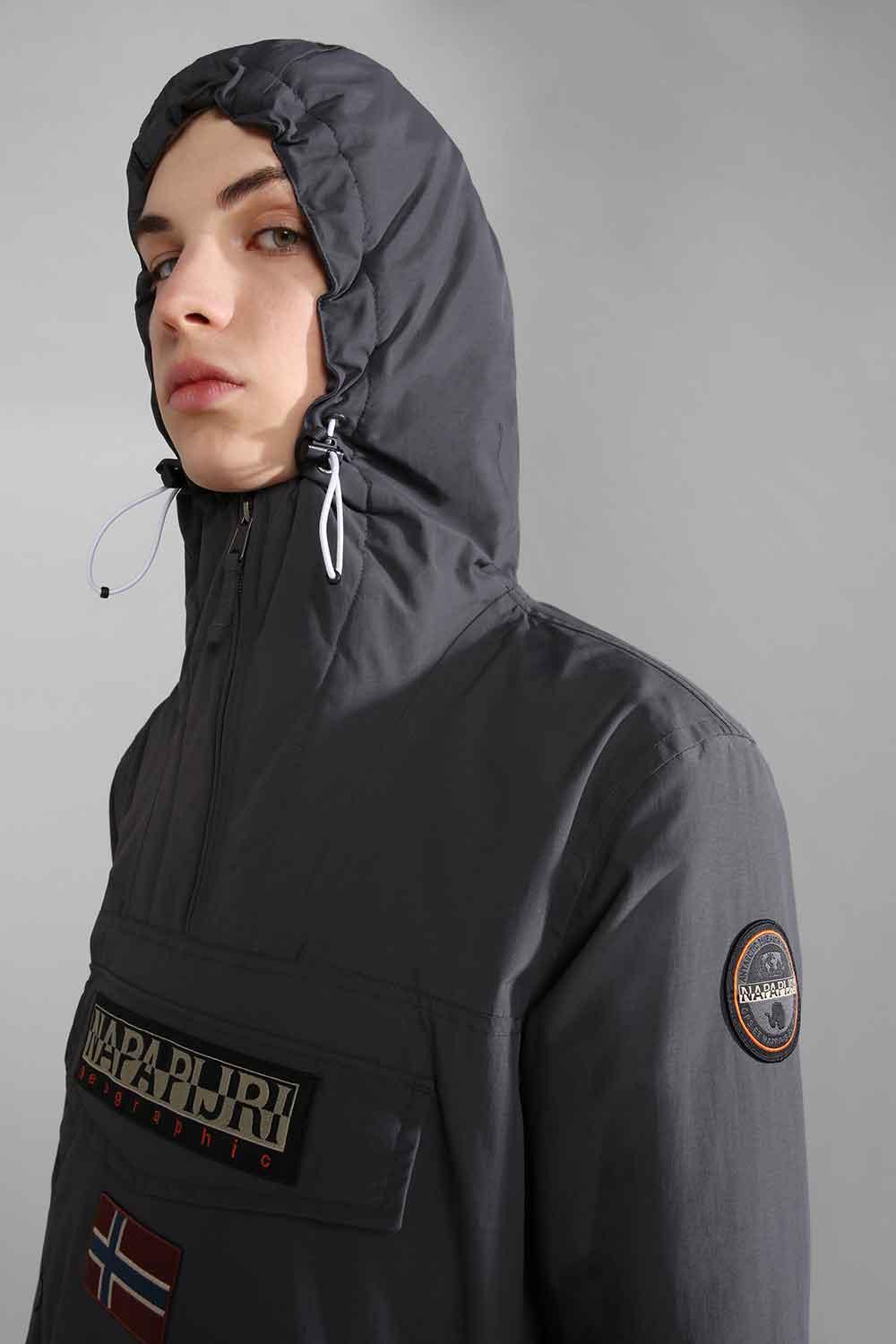 Napapijri-Rainforest Pocket 2 Dark Grey Solid-Yağmurluk-4-milagron.live