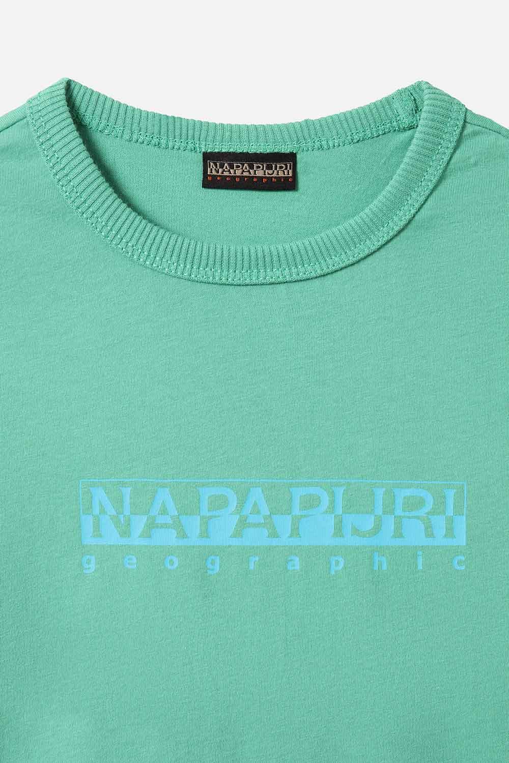 Napapijri-Short Sleeve T-Shirt Box Green Spruce-T-Shirts-5-milagron.live