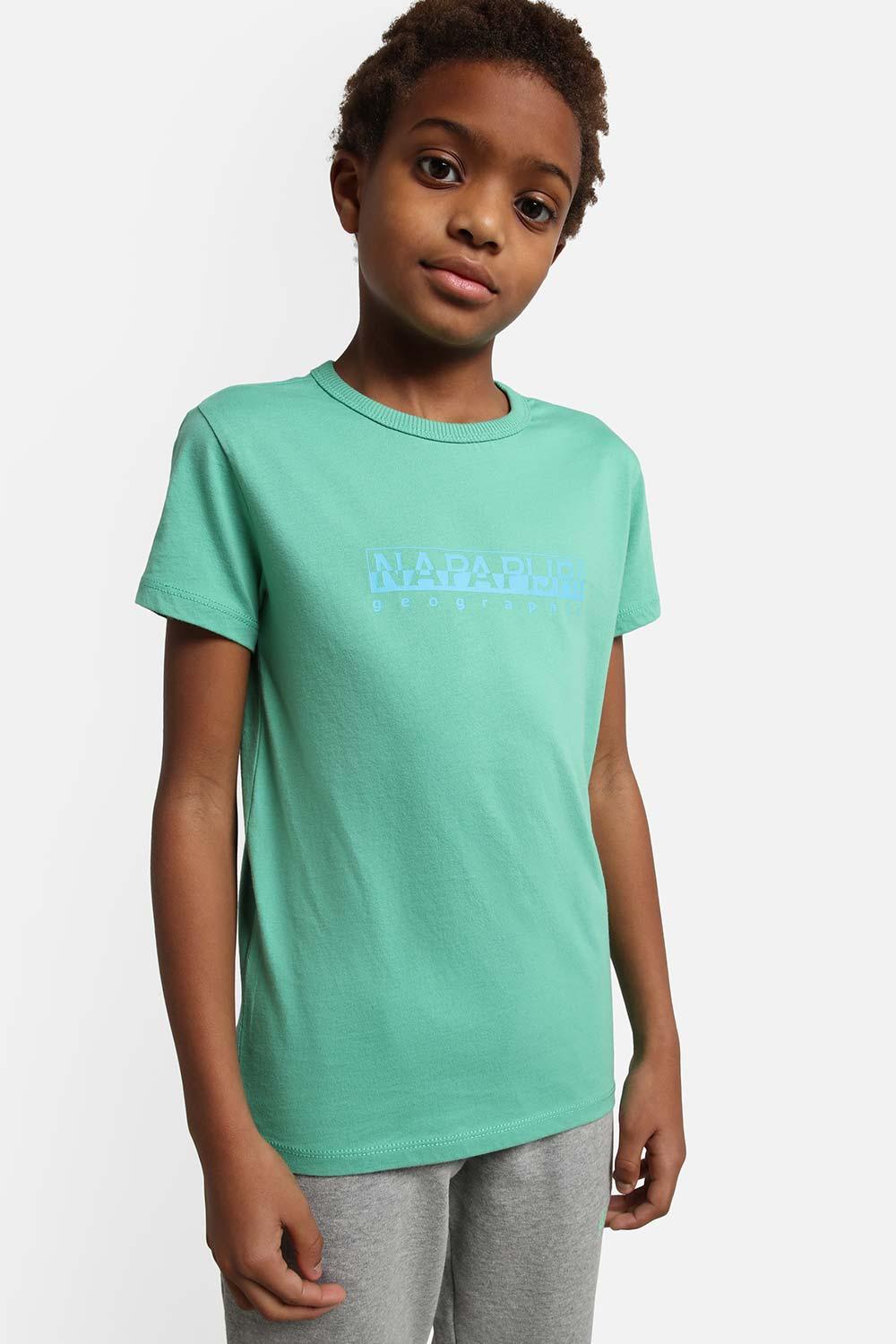 Napapijri-Short Sleeve T-Shirt Box Green Spruce-T-Shirts-6-milagron.live