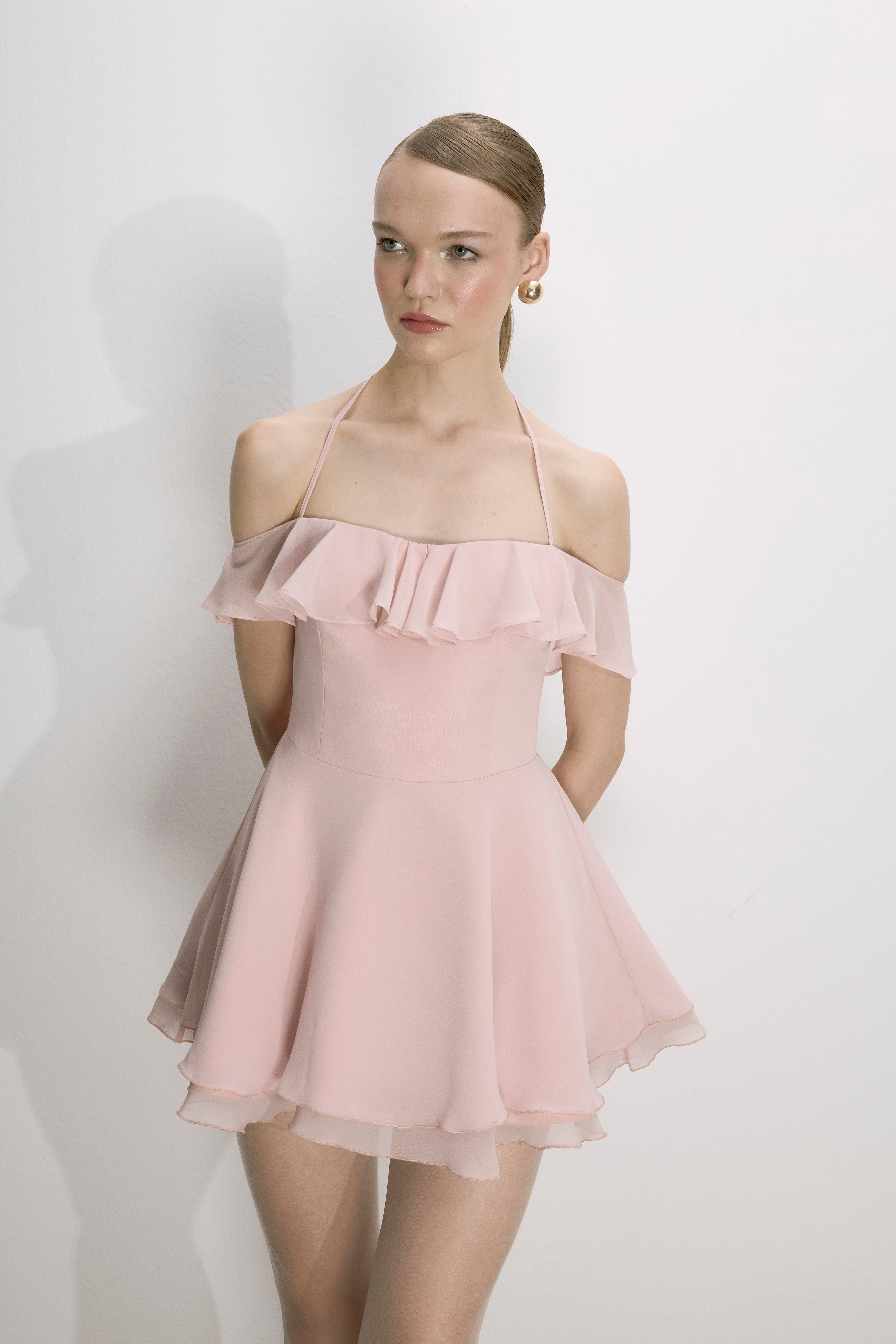 Nazlı Ceren-Evie Mini Elbise Pembe-Dresses-5-milagron.live