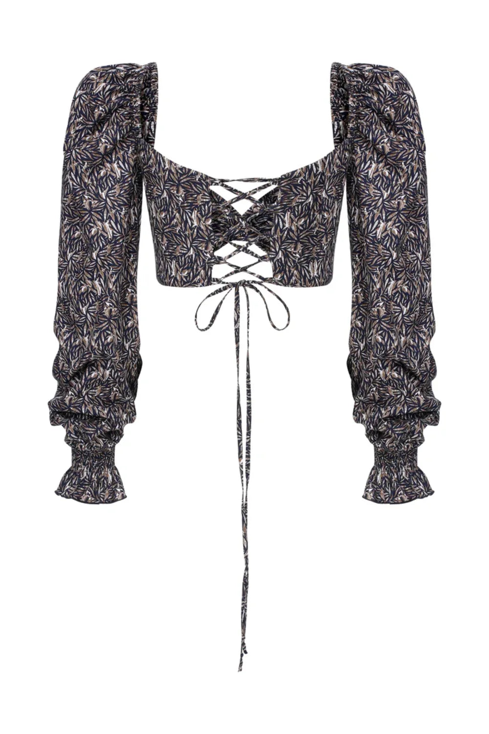 Nazlı Ceren-Lolly Poplin Top Dark Brown Printed-Top-2-milagron.live